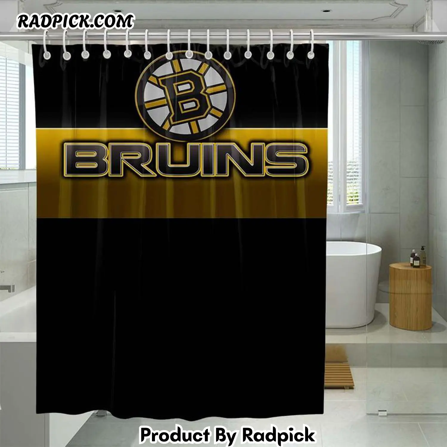 Up bruins boston yellow shower curtain set bathroom set for bathroom decor best gift for friends rp38741